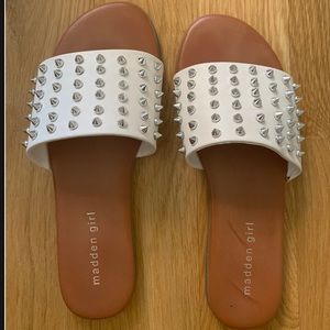 White studded sandals
